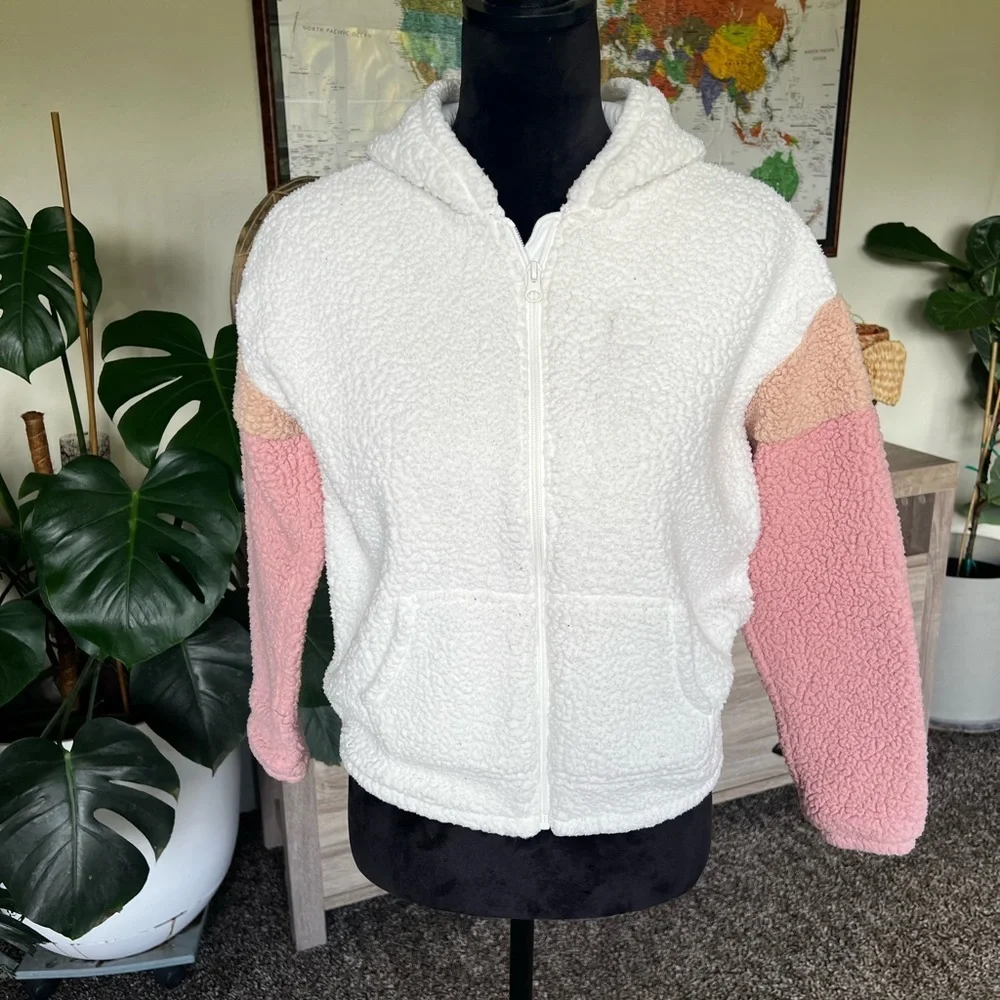 The Children's Place White and Pink Cozy Sherpa Jacket